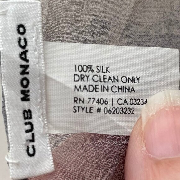 Club Monaco Moody Abstract Print 100% Silk Scarf/Wrap Grey Cream Tan Sz OS - Picture 6 of 8